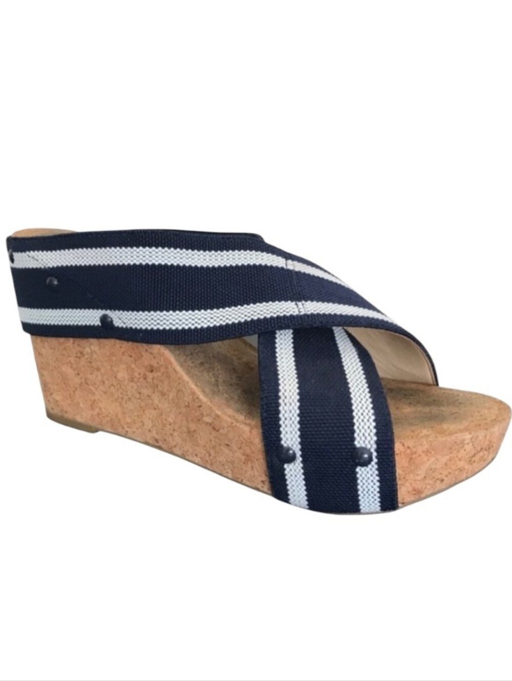 Lucky Brand Miller 2 Woven Cork Wedge Sandals | Navy Blue Nautical